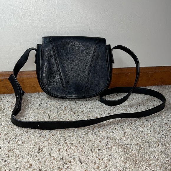 Vince Handbags - Vince. Black Made in Italy Pebbled Leather Crossbody Bag- OS